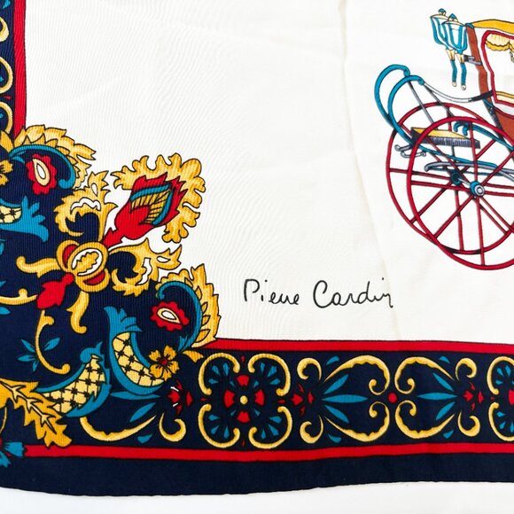 Pierre Cardin Scarf Shawl Silk APARIS AMUSEES EBLOUIES 34in Vintage Horse Buggy - Picture 14 of 15